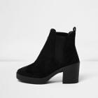 River Island Womens Faux Suede Heeled Chelsea Boots