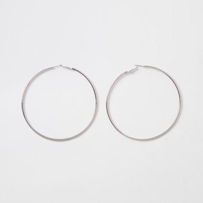 River Island Womens Silver Tone Oversized Hoop Earrings