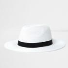 River Island Womens White Straw Fedora Hat