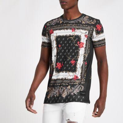River Island Mens Criminal Damage Baroque Print T-shirt