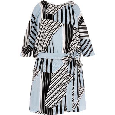 River Island Womens Stripe Tie Waist Cold Shoulder Romper