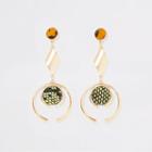 River Island Womens Gold Colour Animal Print Drop Earrings