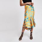 River Island Womens Jacquard Flute Hem Pencil Skirt