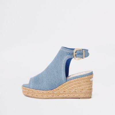 River Island Womens Denim Espadrille Wedge Shoe Boots