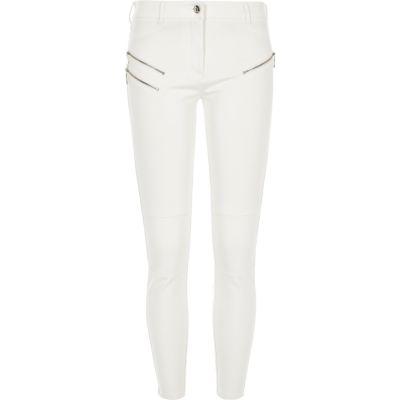 River Island Womens Ponte Zip Detail Skinny Trousers