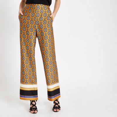 River Island Womens Mixed Print Wide Leg Trousers