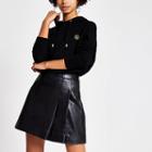 River Island Womens Leather Pleated Kilt Mini Skirt