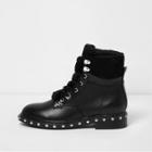River Island Womens Faux Fur Tongue Lace-up Boots