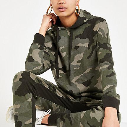 River Island Womens Camo Batwing Hoodie