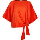 River Island Womens Knot Side Linen T-shirt