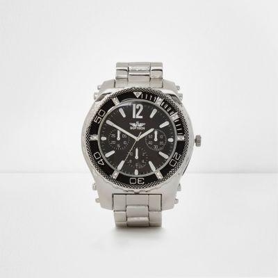 River Island Mens Silver Tone Chain Link Bezel Watch