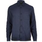 River Island Mensnavy Long Sleeve Overshirt