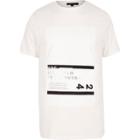 River Island Mens White Print Longline T-shirt