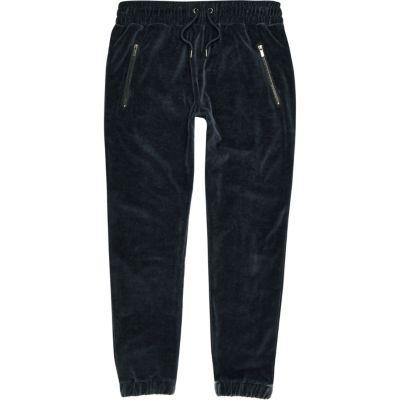 River Island Mens Slim Fit Velour Joggers