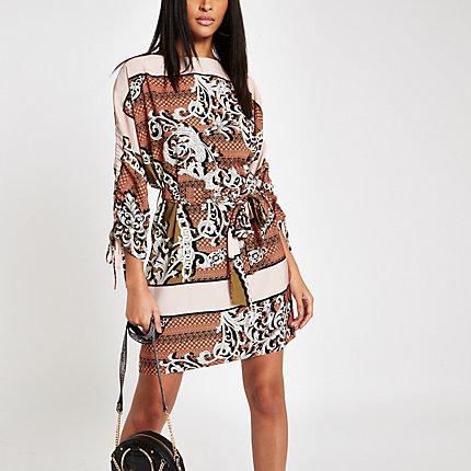 River Island Womens Chain Print Tie Waist Swing Dress