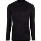 River Island Mens Ribbed Muscle Fit Long Sleeve Top