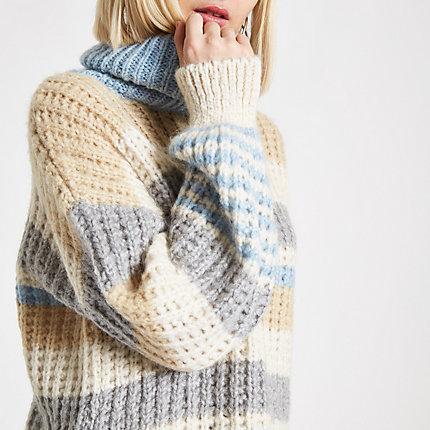 River Island Womens Stripe Roll Neck Jumper