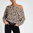 River Island Womens Leopard Print Batwing Sleeve Top