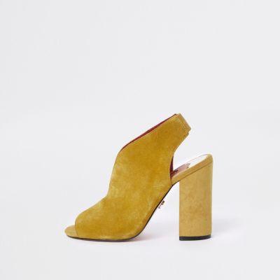 River Island Womens Suede Curve Vamp Block Heel Shoe Boots