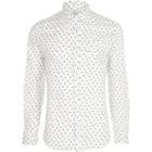 River Island Mens White Feather Skinny Fit Long Sleeve Shirt