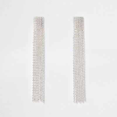 River Island Womens Silver Tone Multi Strand Dangle Earrings