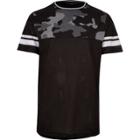 River Island Mensblack Mesh Camo Panel T-shirt