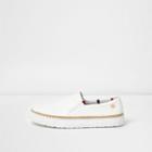 River Island Womens White Wide Fit Espadrille Trim Plimsolls