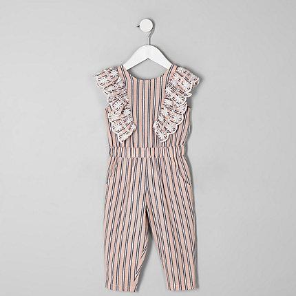 River Island Mini Girls Stripe Frill Jumpsuit