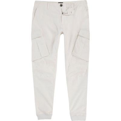 River Island Mens White Cargo Trousers
