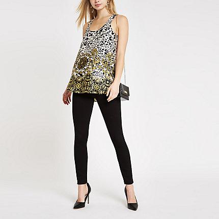 River Island Womens White Mixed Printk Top
