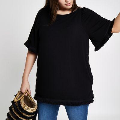 River Island Womens Plus Tassel Sleeve T-shirt