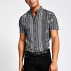 River Island Mens Aztec Stripe Slim Fit Shirt