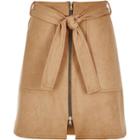 River Island Womens Faux Suede Zip-up A-line Skirt