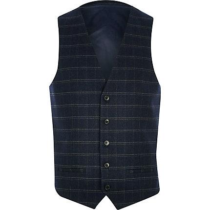 River Island Mens Big And Tall Slim Fit Check Waistcoat