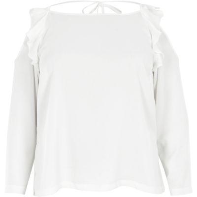 River Island Womens Plus Frill Cold Shoulder Top