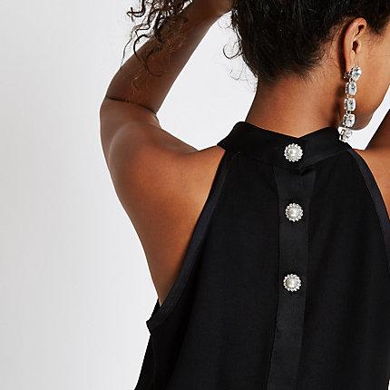 River Island Womens Halter Neck Pearl Diamante Button Top