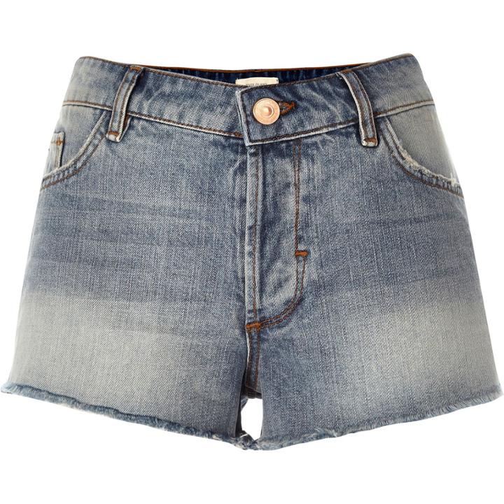River Island Womens Mid Wash Raw Hem Ruby Denim Shorts