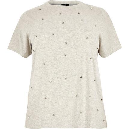 River Island Womens Plus Diamante Embellished T-shirt