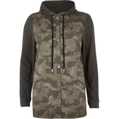 River Island Womens Camo Hooded Shacket