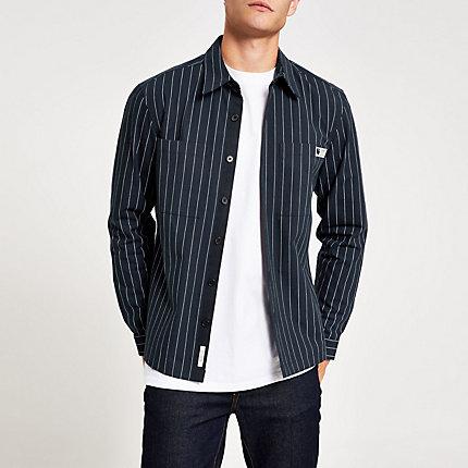 River Island Mens Long Sleeve Pinstripe Overshirt