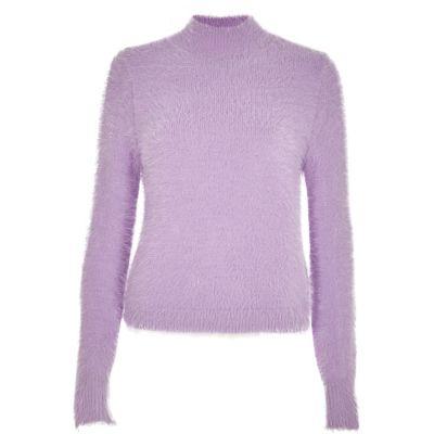 River Island Womens Fluffy Knit High Neck Jumper