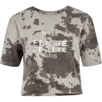 River Island Womens Tie Dye 'femme' Cropped T-shirt