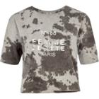 River Island Womens Tie Dye 'femme' Cropped T-shirt