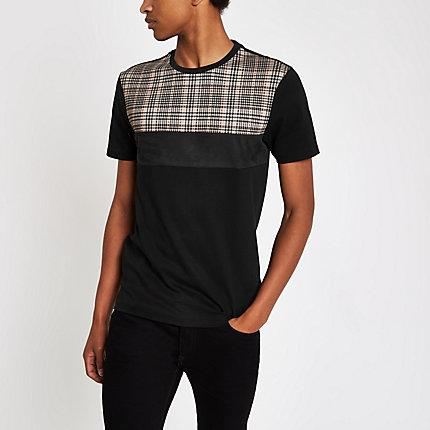 River Island Mens Check Muscle Fit T-shirt