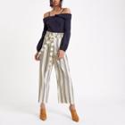 River Island Womens Stripe Paperbag Belted Culottes