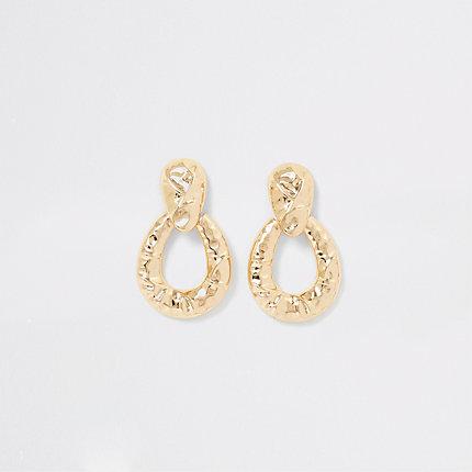 River Island Womens Gold Colour Battered Door Knocker Earrings