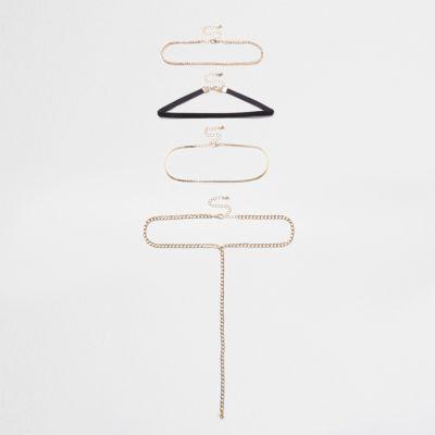 River Island Womens And Gold Tone Chain Choker Set