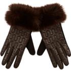 River Island Womens Leather Faux Fur Trim Gloves