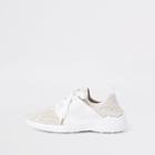 River Island Womens White Knit Lace-up Runner Sneakers
