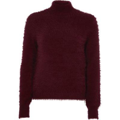 River Island Womens Fluffy Knit High Neck Sweater